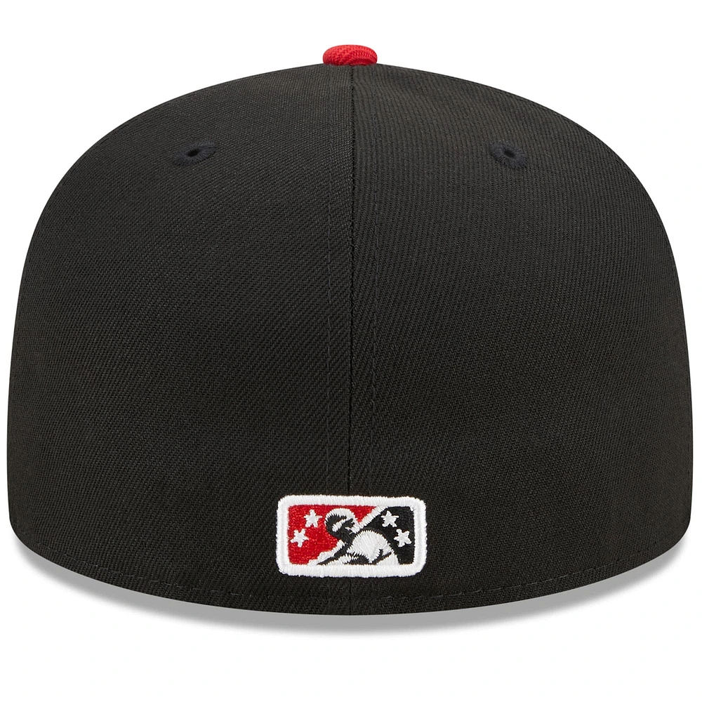 Men's New Era Black/Red Hickory Crawdads Marvel x Minor League 59FIFTY Fitted Hat