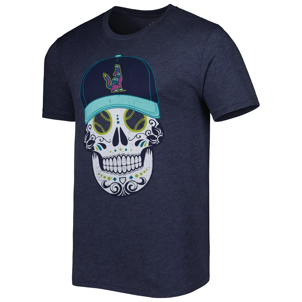 T-shirt homme bleu marine chiné Soñadores de Hillsboro Copa la Diversion Sugar Skull triple mélange