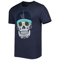 T-shirt homme bleu marine chiné Soñadores de Hillsboro Copa la Diversion Sugar Skull triple mélange