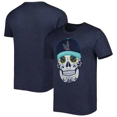 T-shirt homme bleu marine chiné Soñadores de Hillsboro Copa la Diversion Sugar Skull triple mélange