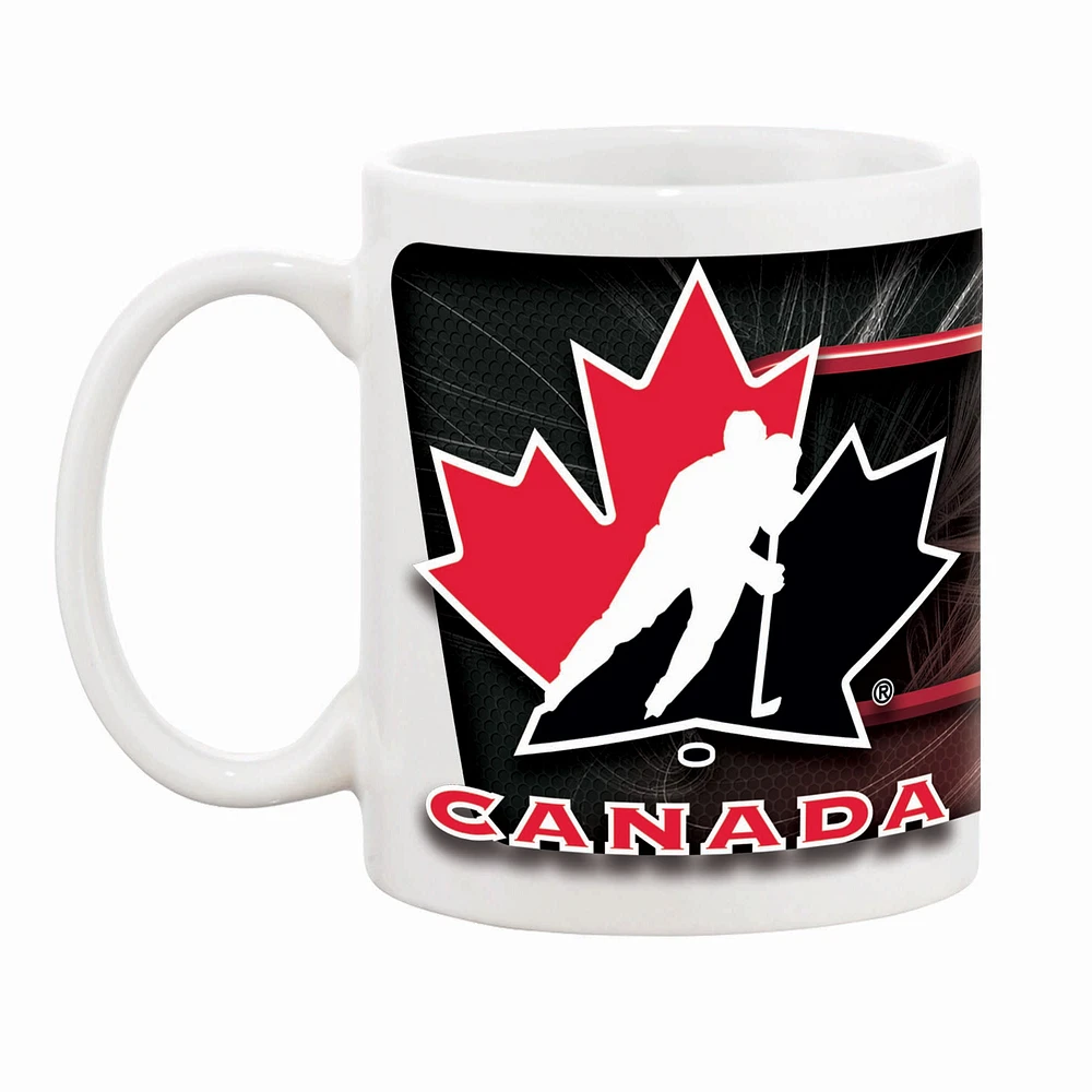 Blanc Canada Hockey 11oz. Tasse à café sublimée