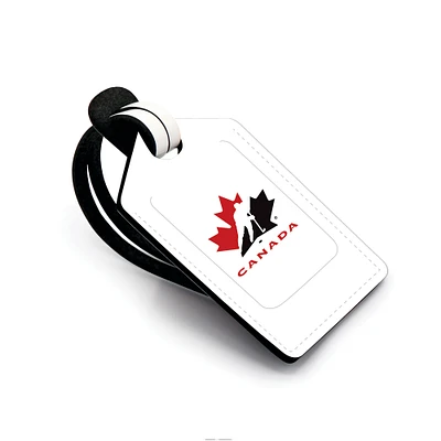 White Hockey Canada Personalized Leather Luggage Tag