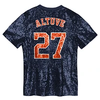 Juniors Jose Altuve Navy Houston Astros Name & Number Sequin V-Neck Top