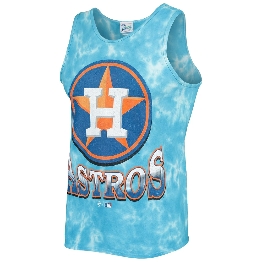Men's '47 Blue Houston Astros Big Leaguer Tubular Tie-Dye Tank Top