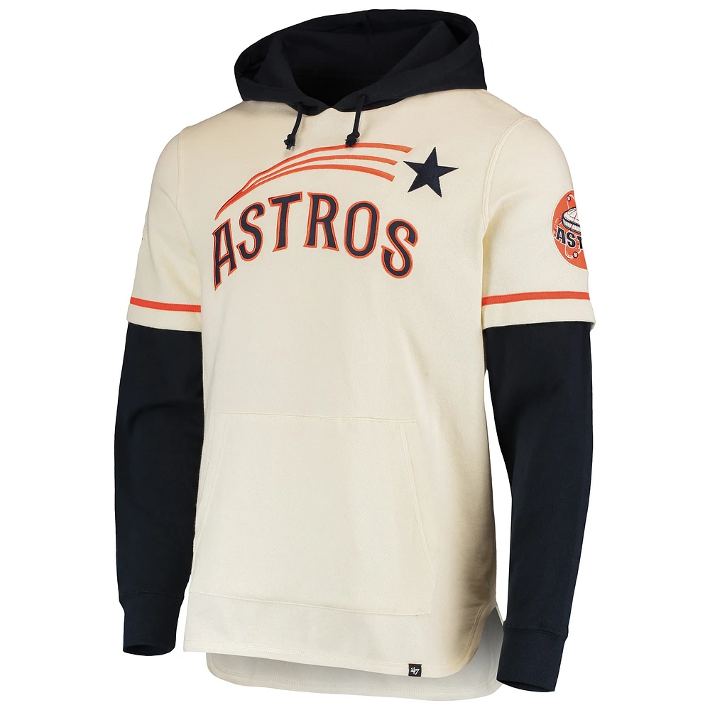 Men's '47 Cream Houston Astros Trifecta Shortstop Pullover Hoodie