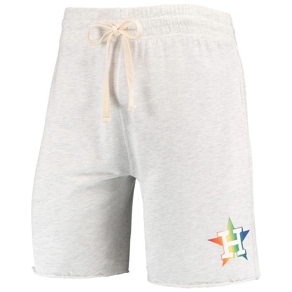 Men's Concepts Sport Oatmeal Houston Astros Mainstream Logo Terry Tri-Blend Shorts