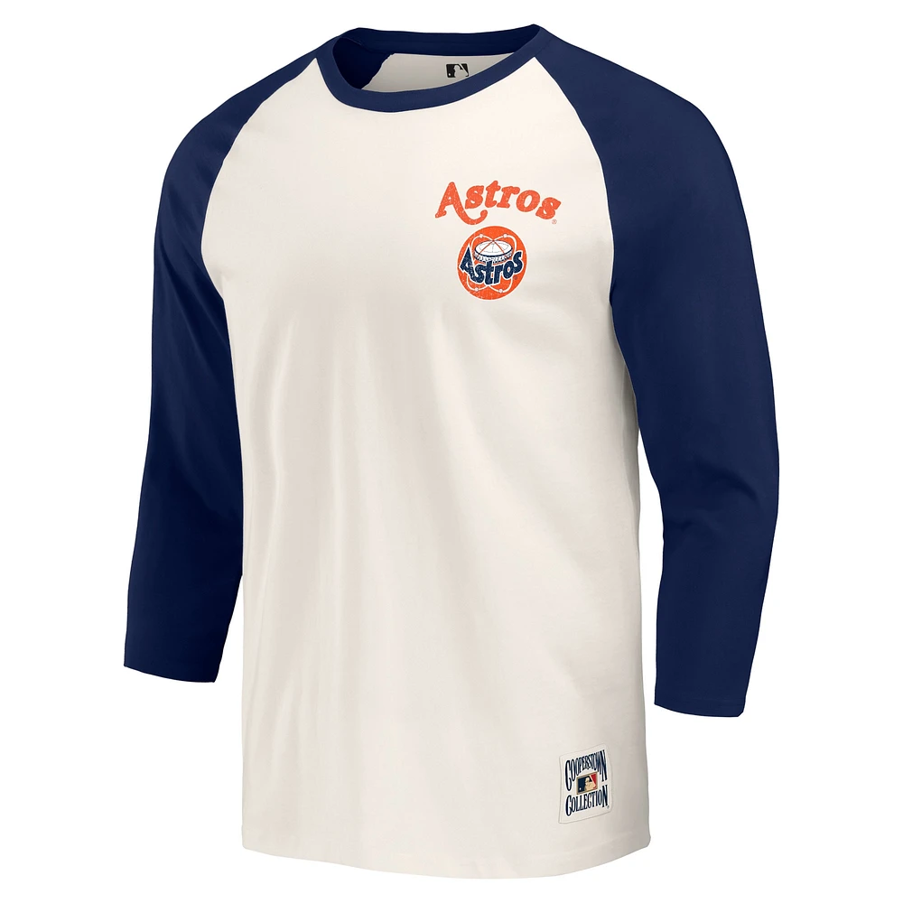 Men's Darius Rucker Collection by Fanatics Navy/White Houston Astros Cooperstown Raglan 3/4-Sleeve T-Shirt