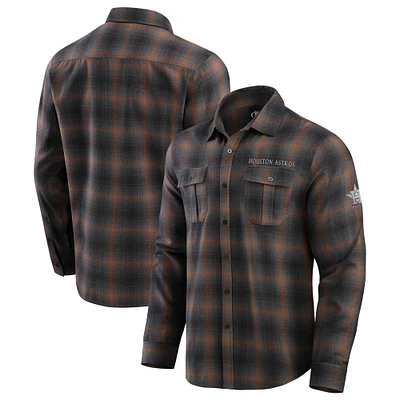 Chemise boutonnée à manches longues en flanelle classique pour homme de la collection Darius Rucker Fanatics, couleur tan