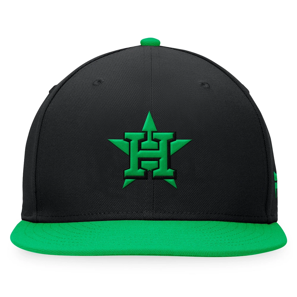 Men's Fanatics Black/Kelly Green Houston Astros Lucky Snapback Hat