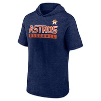 Men's Fanatics Heather Navy Houston Astros Push Short Sleeve Pullover Hoodie