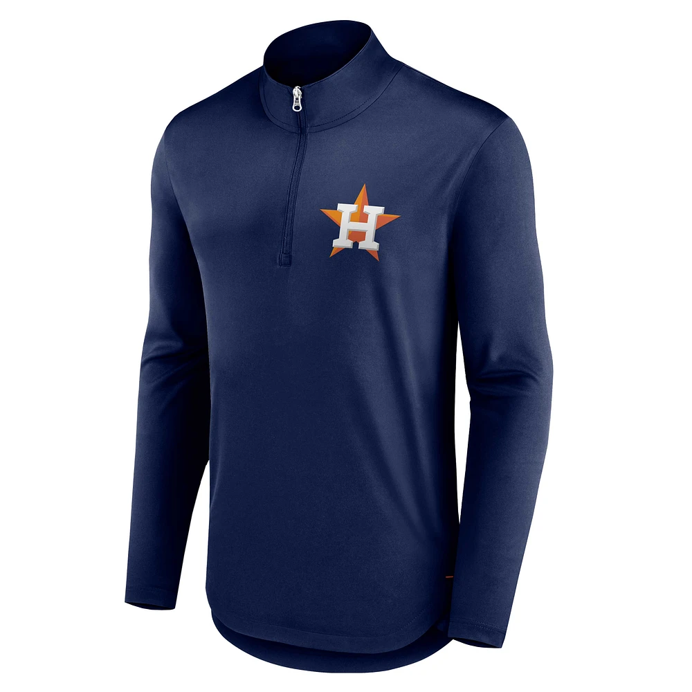 Men's Fanatics Navy Houston Astros Tough Minded Lightweight Quarter-Zip Pullover