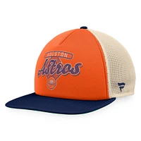 Men's Fanatics Orange/Navy Houston Astros Cooperstown Collection Talley Foam Trucker Snapback Hat