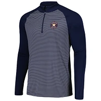 Men's Levelwear Navy Houston Astros Charter Striped Raglan Quarter-Zip Top