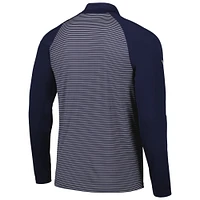 Men's Levelwear Navy Houston Astros Charter Striped Raglan Quarter-Zip Top