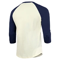 Men's Majestic Threads Cream/Navy Houston Astros Raglan 3/4-Sleeve T-Shirt