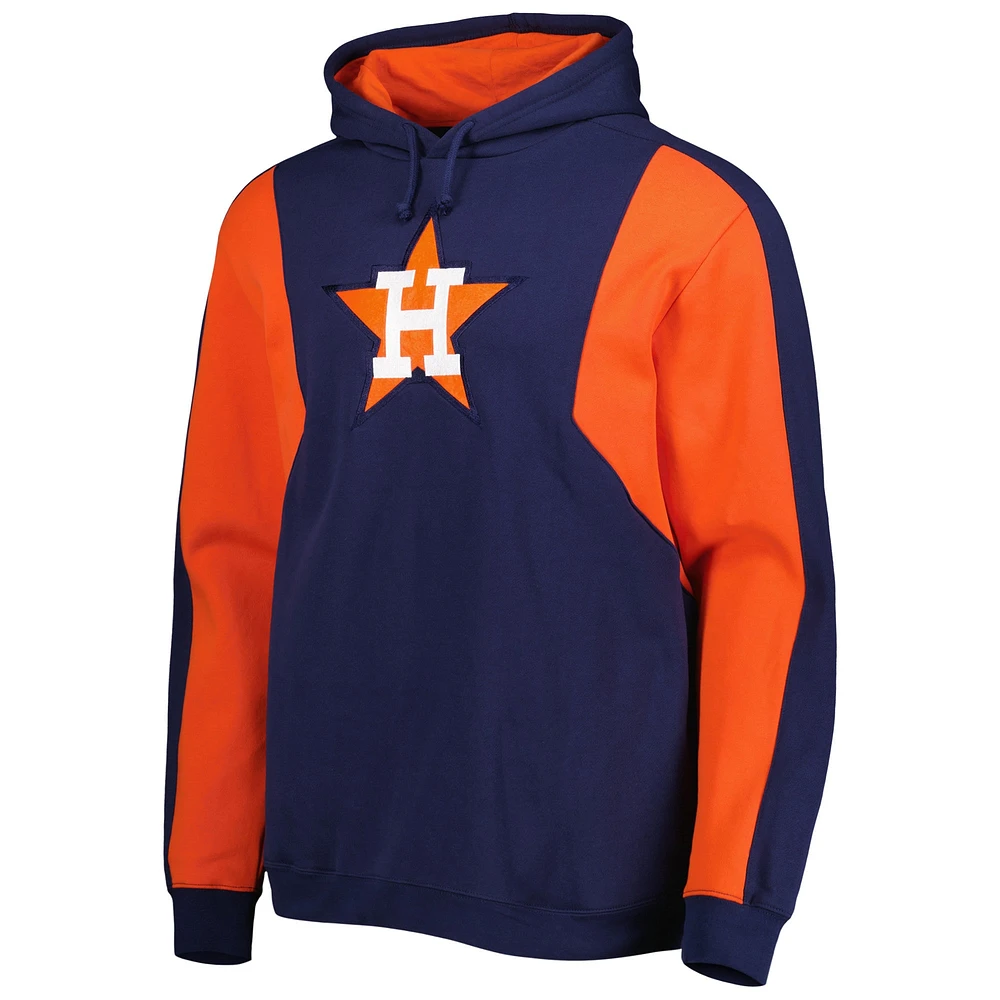 Chandail à capuchon en molleton couleurs contrastées pour homme Houston Astros Mitchell & Ness bleu marine/orange