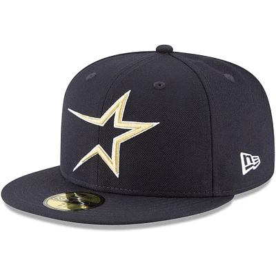 Casquette ajustée 59FIFTY en laine de la collection Houston Astros Cooperstown New Era pour homme, bleu marine