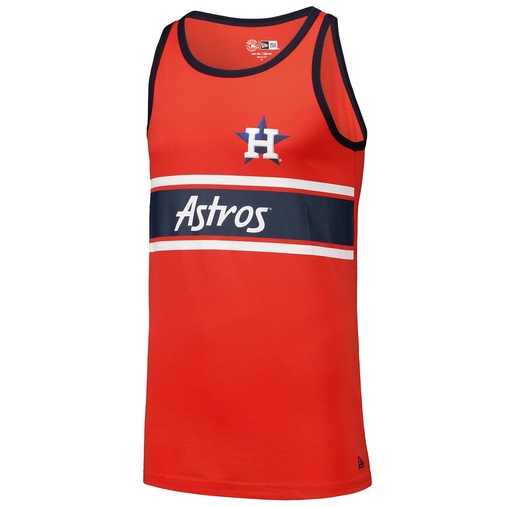 Men's New Era Orange Houston Astros Jersey Ringer Tank Top