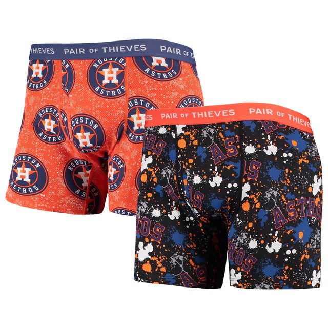 Lot de 2 boxers Super Fit Houston Astros pour homme Paire voleurs Noir/orange