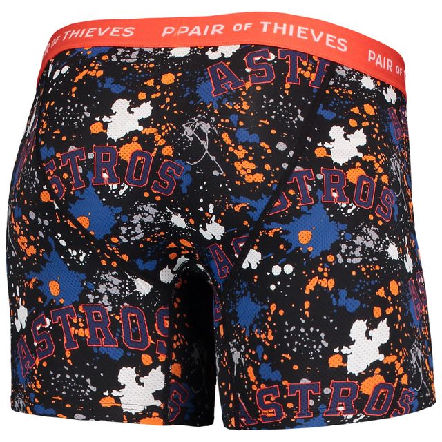 Lot de 2 boxers Super Fit Houston Astros pour homme Paire voleurs Noir/orange