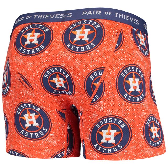 Lot de 2 boxers Super Fit Houston Astros pour homme Paire voleurs Noir/orange