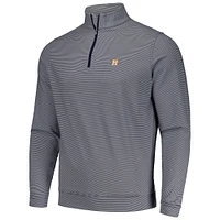 Men's Peter Millar Navy Houston Astros Perth Sugar Stripe Performance Quarter-Zip Top