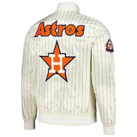 Men's Pro Standard Cream Houston Astros Cooperstown Collection Pinstripe Retro Classic Satin Full-Snap Jacket