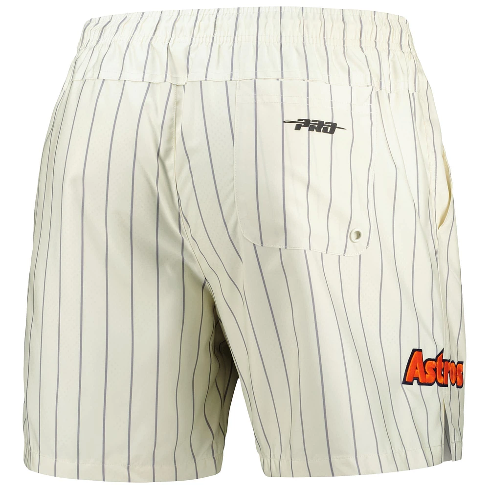Men's Pro Standard Cream Houston Astros Pinstripe Retro Classic Woven Shorts