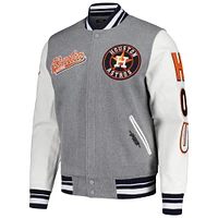 Men's Pro Standard Heather Gray Houston Astros Script Tail Wool Full-Zip Varity Jacket
