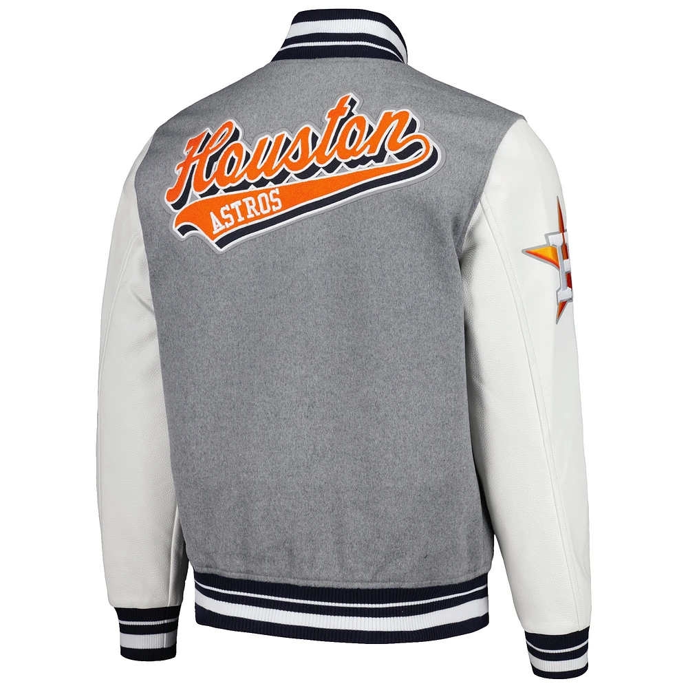 Men's Pro Standard Heather Gray Houston Astros Script Tail Wool Full-Zip Varity Jacket