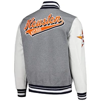 Men's Pro Standard Heather Gray Houston Astros Script Tail Wool Full-Zip Varity Jacket
