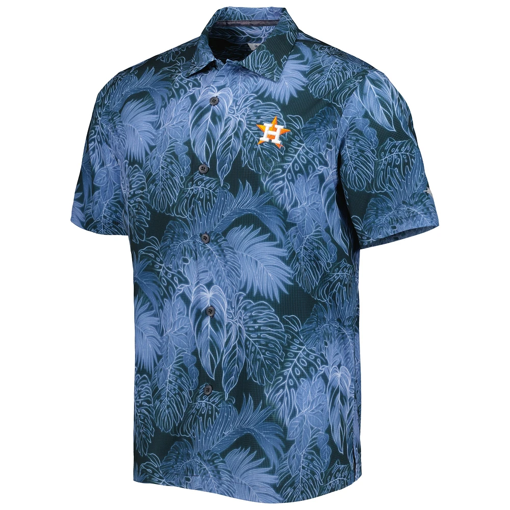 Men's Tommy Bahama Blue Houston Astros Coast Luminescent Fronds IslandZone Button-Up Camp Shirt