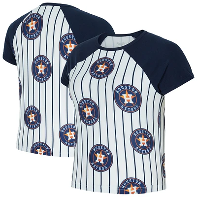 T-shirt raglan à fines rayures Outbound des Astros de Houston Concepts Sport pour femme