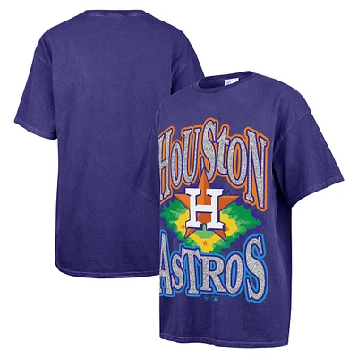 T-shirt petit ami avec lumières clignotantes des Astros de Houston '47 bleu marine pour femmes