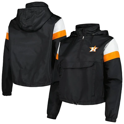 Veste à capuche anorak quart de zip taille plus Houston Astros pour femme coloris noir