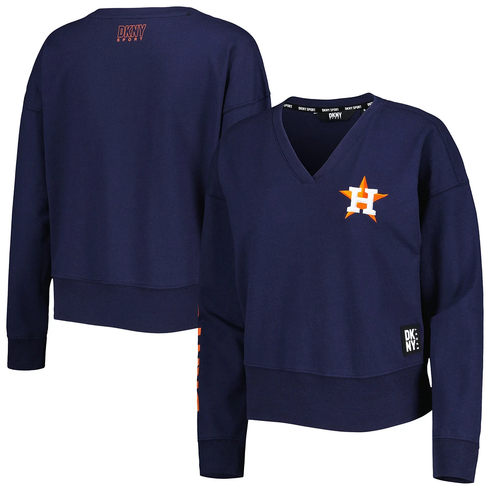 Women's DKNY Sport Navy Houston Astros Lily V-Neck Pullover Sweatshirt