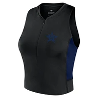 Women's Fanatics Black Houston Astros Studio Half-Zip Fitted Gym Tank Top