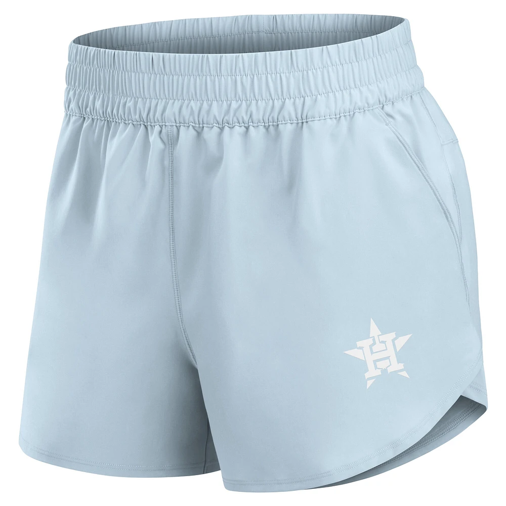 Short tissé Vibe Fanatics bleu clair Houston Astros Studio pour femmes