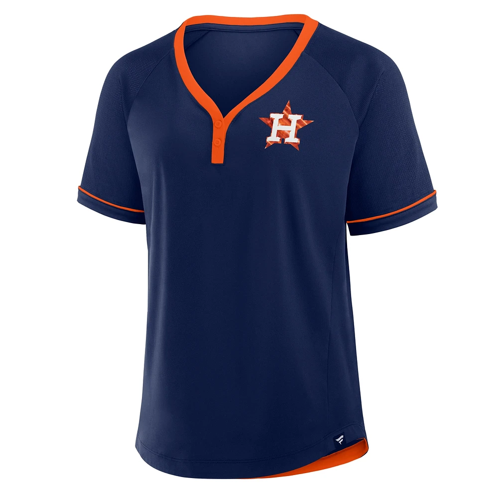 T-shirt à col en V raglan Diva Star de la Ligue des Astros Houston pour femmes Fanatics Navy