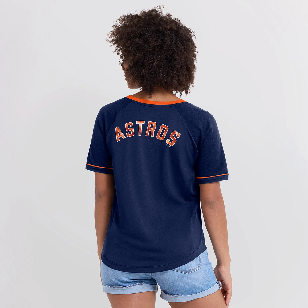 T-shirt à col en V raglan Diva Star de la Ligue des Astros Houston pour femmes Fanatics Navy