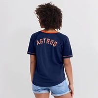 T-shirt à col en V raglan Diva Star de la Ligue des Astros Houston pour femmes Fanatics Navy