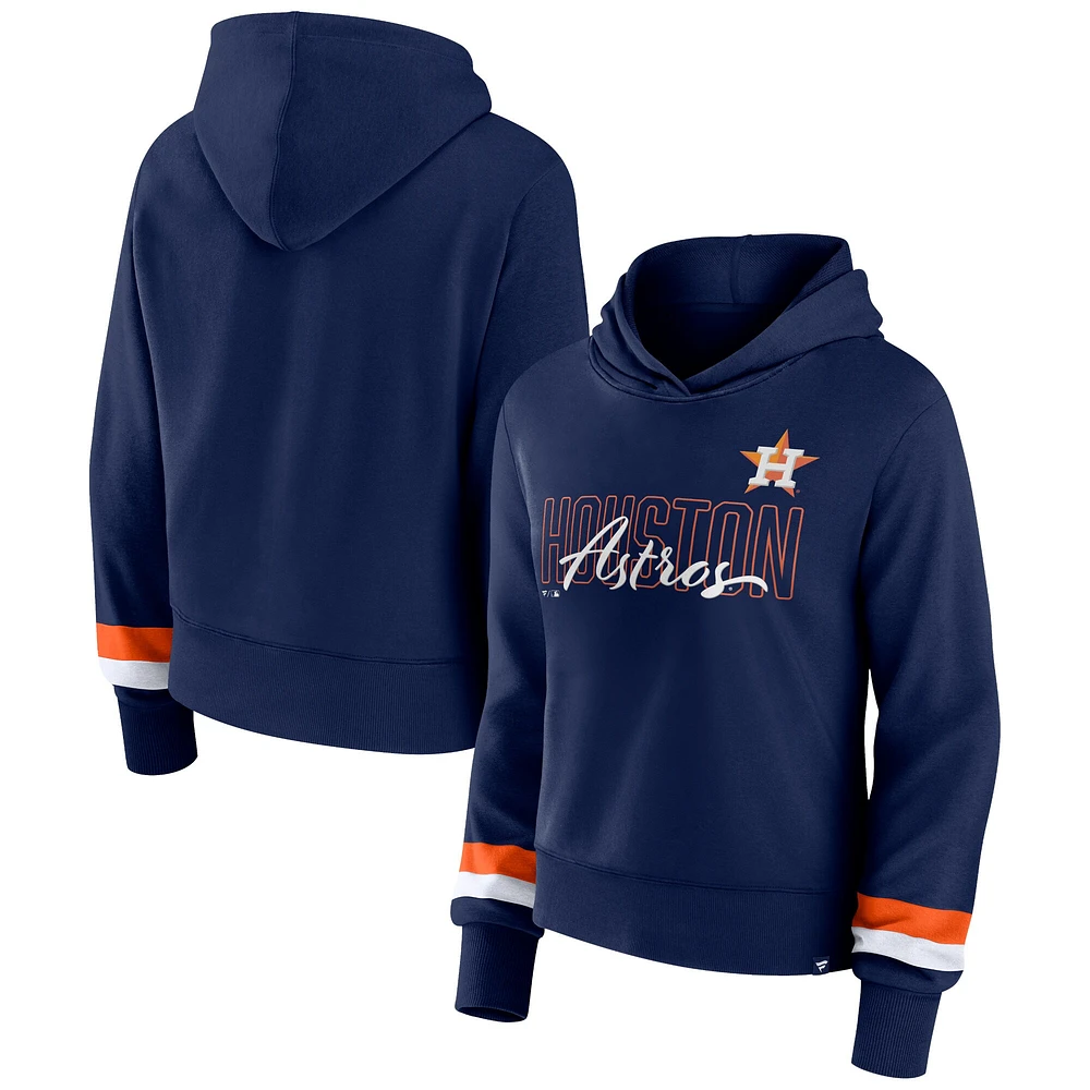 Women's Fanatics  Navy Houston Astros Over Under Pullover Hoodie