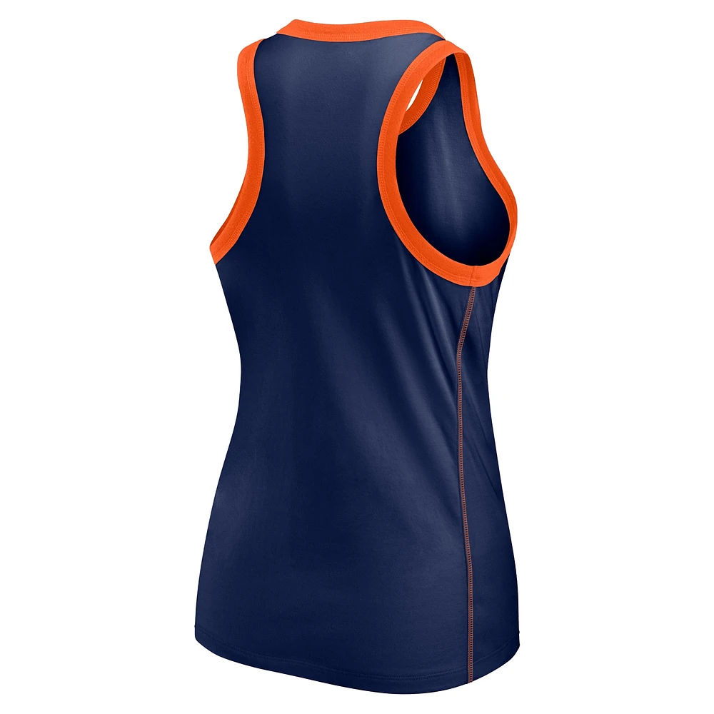 Débardeur Fanatics Navy Houston Astros Tailsweep Fashion Racerback Strass pour femmes