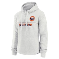 Women's Fanatics Oatmeal Houston Astros True Classics Legacy Quarter-Zip Hoodie
