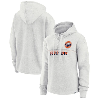 Women's Fanatics Oatmeal Houston Astros True Classics Legacy Quarter-Zip Hoodie