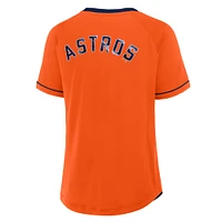 Women's Fanatics Orange Houston Astros Cooperstown Collection League Diva Raglan V-Neck T-Shirt