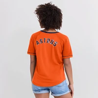 Women's Fanatics Orange Houston Astros Cooperstown Collection League Diva Raglan V-Neck T-Shirt