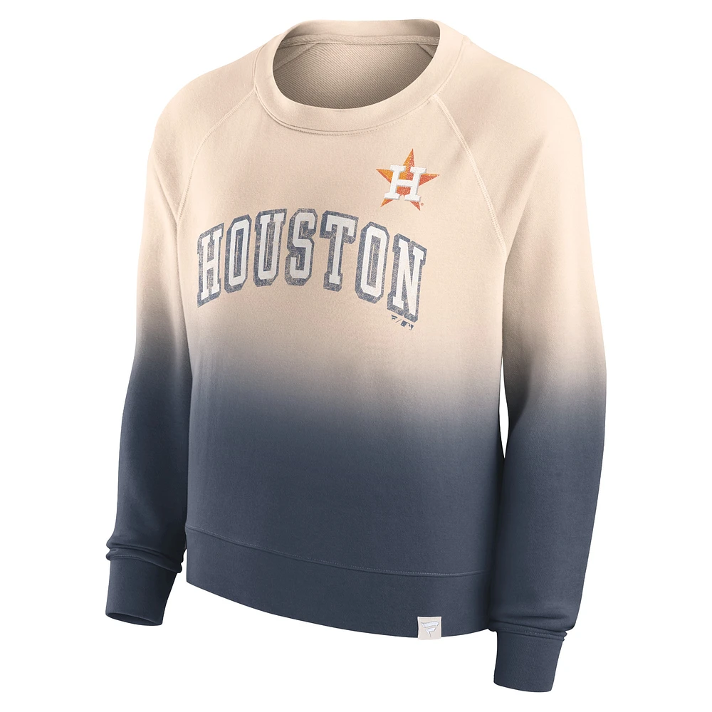 Women's Fanatics Tan/Navy Houston Astros Luxe Lounge Arch Raglan Pullover Sweatshirt