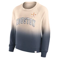 Women's Fanatics Tan/Navy Houston Astros Luxe Lounge Arch Raglan Pullover Sweatshirt