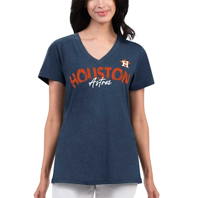 T-shirt à col en V G-III 4Her par Carl Banks pour femmes, bleu marine, Houston Astros Key Move